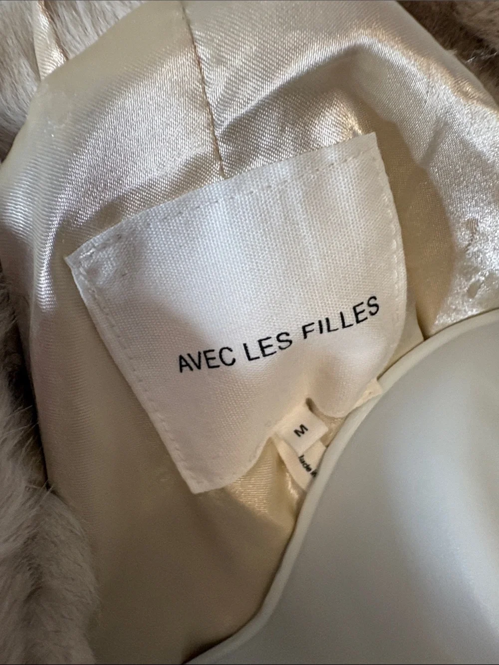 Avec Les Filles Cream Cable-Texture Faux Fur Jacket